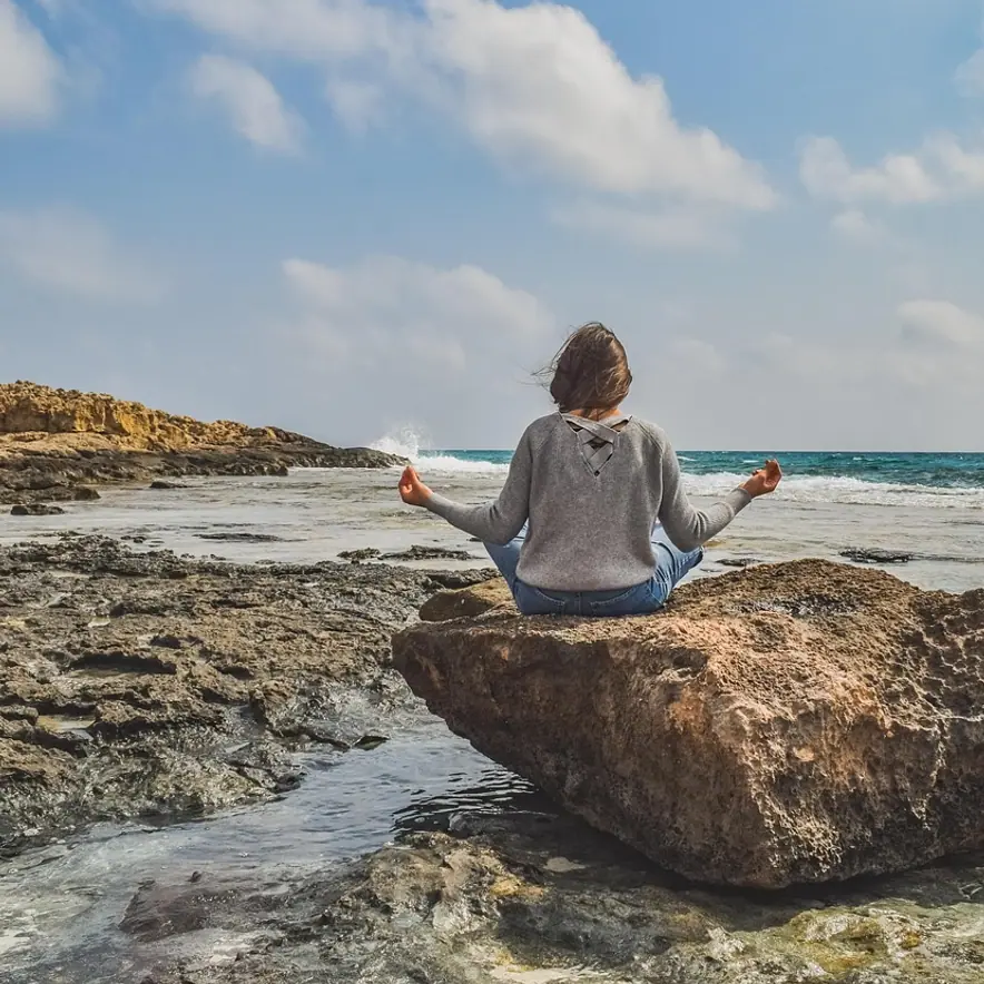 Girl, meditation and nature